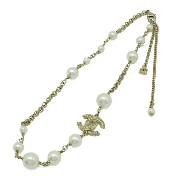 Chanel Cc Logo Pendant Necklace Gold- #266406C13B