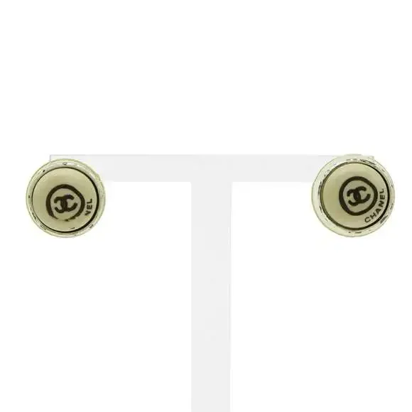 Chanel Cc Logo Round Earrings Silver- #266409C51B