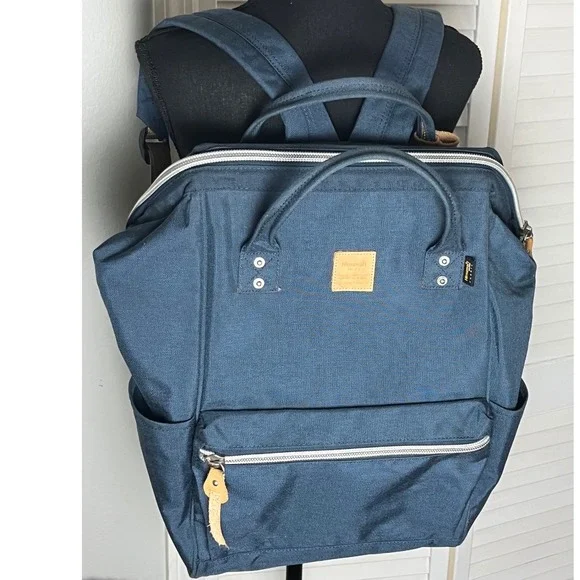 Himawari Contrast Waterproof Canvas & Leather Backpack Bag Laptop Travel Unisex