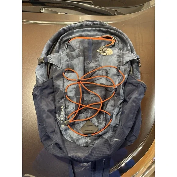 The North Face Borealis Laptop Backpack Blue Digital Camo Orange Laces Full Size