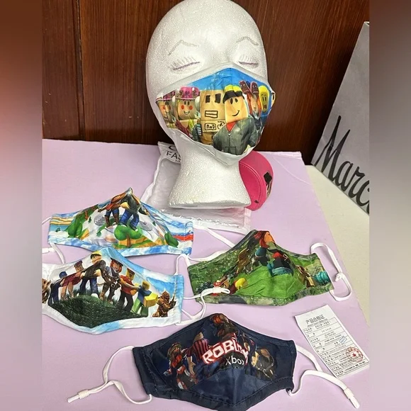 Kids Reusable Face Masks robox characters printed 5pcs -