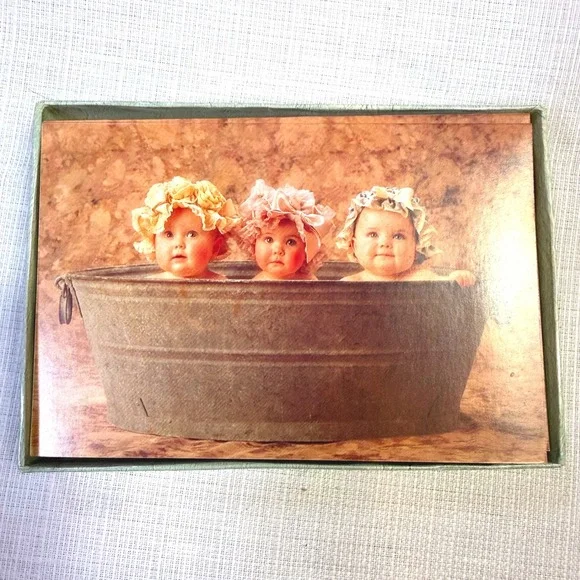 Portal Blank Notecards Wash Tub Babies Set of 12 Cards and Envelopes‎
