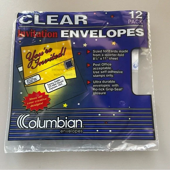 Columbian Clear Invitation Envelopes 12 Pack