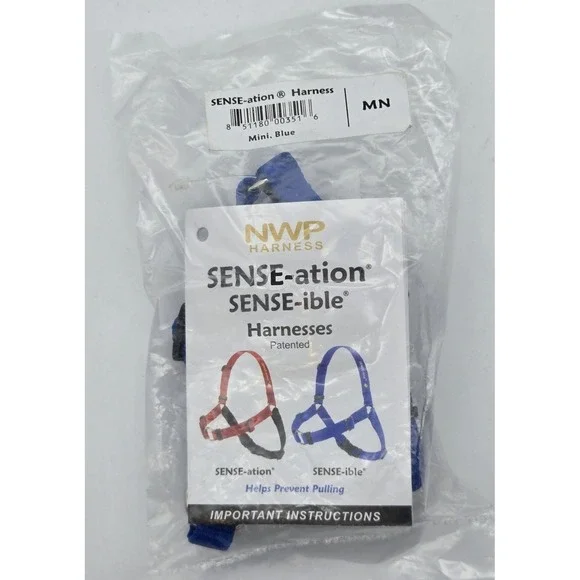 SENSE-ation No Pull Dog Trainer Walking Harness Mini Blue Nylon Adjustable‎ Pet