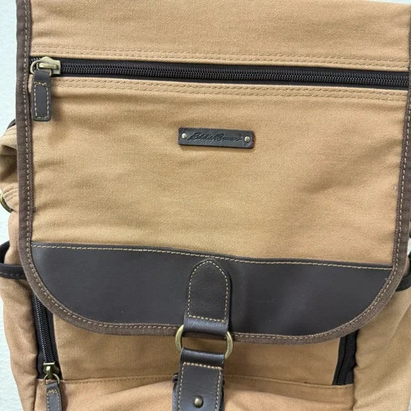 Eddie Bauer Vintage Canvas Messenger Bag Workwear Gorpcore Utility Crossbody Tan