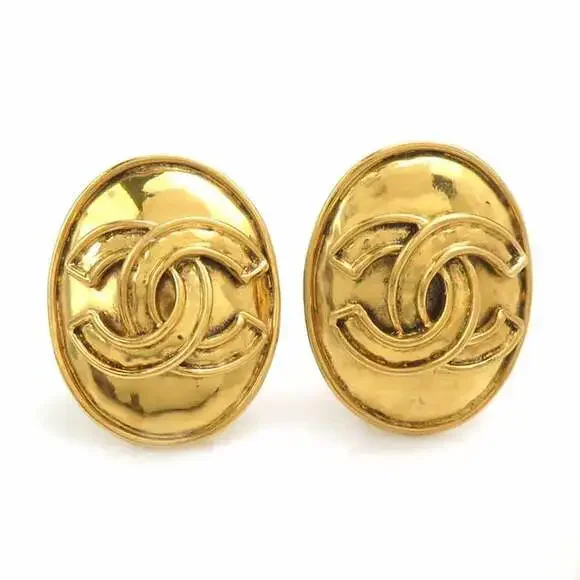 Chanel Cc Logo Clip-On Earrings Gold- #266344C63B