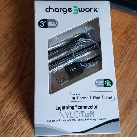 CHARGEWORX iPhone-iPad-iPod Lighting connector Nylotuff Charger 3ft