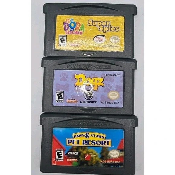 Gameboy Advance Dora Super Spies, Dogz, Paws & Claws Resort‎ games.