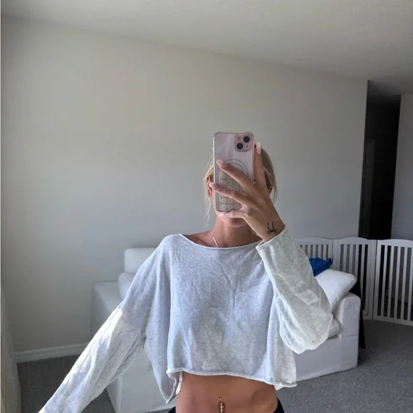 Brandy Melville Light Gray Crop Top