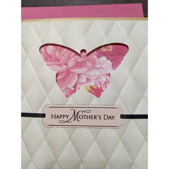 New Hallmark mother's day card flower roses floral butterfly embossed diamond