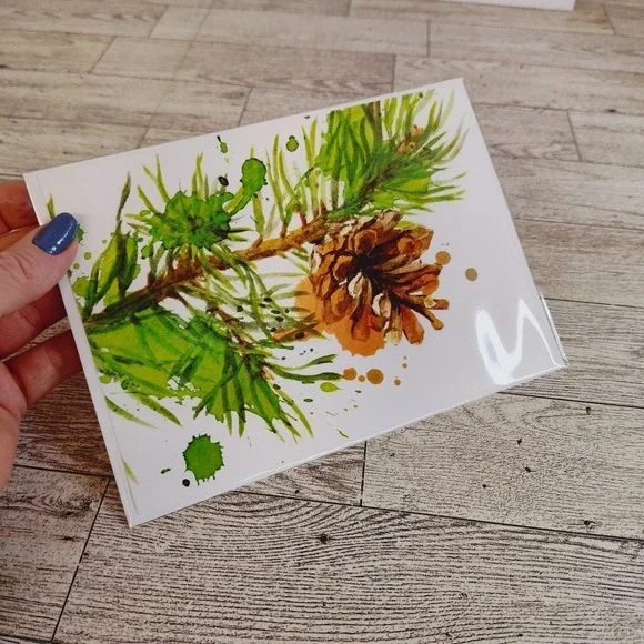 Pine Cone Watercolor Image Card Blank Note Card with Envelope‎ Any Occasion