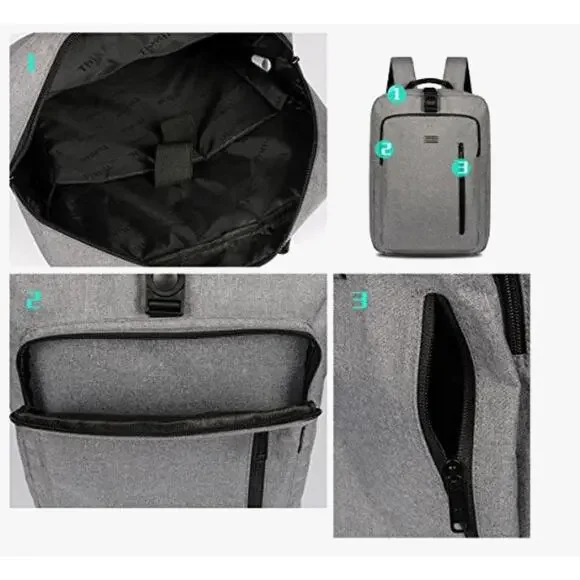 ThiKin Padded Laptop Gray Backpack Utility Unisex Lightweight Structured Quality