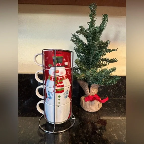 Pier 1 Imports Stacking Snowman Mugs