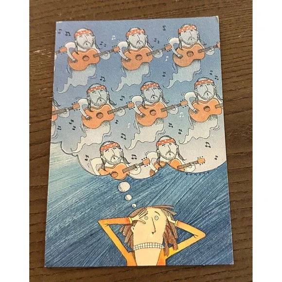 Vintage Hallmark Lite Willie Nelson Ghost Halloween Card Bowers Illustration