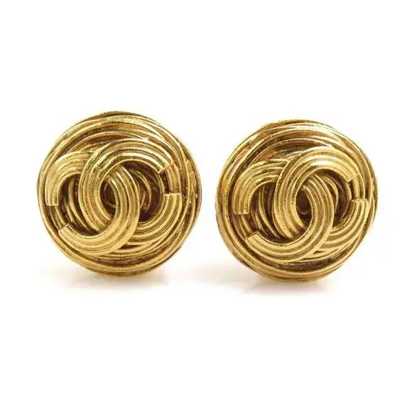 Chanel Cc Logo Clip-On Earrings Gold- #256687C56B
