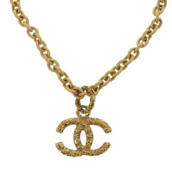 Chanel Cc Logo Pendant Necklace Gold- #256689C15B