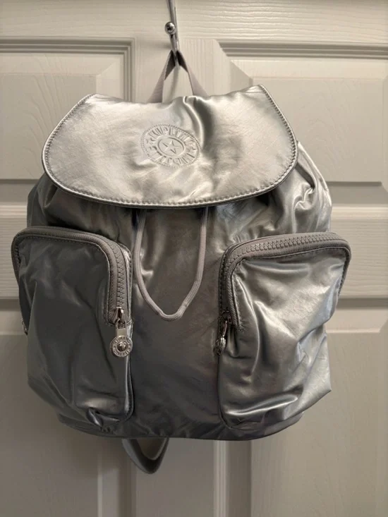 Kipling Metallic Silver Backpack Anto S NWT