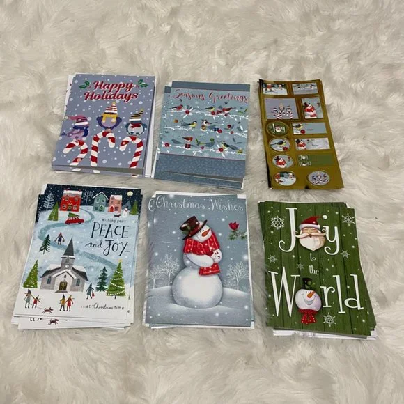 20 Holiday cards bundle (w/ designed envelopes& Matching seal & to from stickers