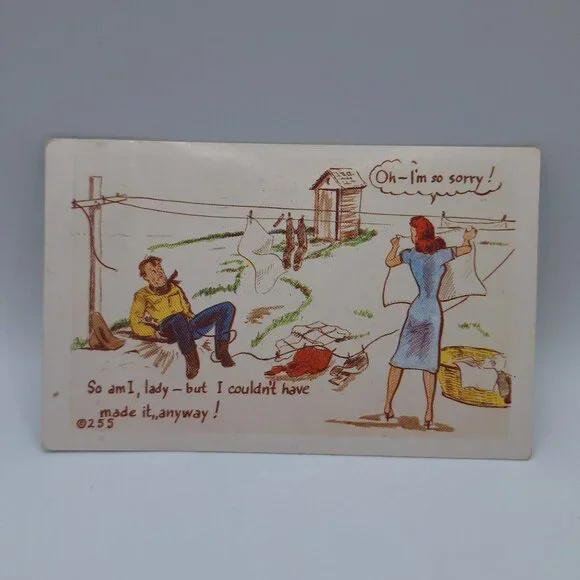 Vintage Kromekolor Comic Postcard‎ 1951 George Washington 1-Cent Stamp Comedy