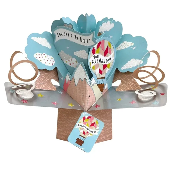Second Nature Pop Up The Sky's The Limit Graduation Greeting Card Envelope