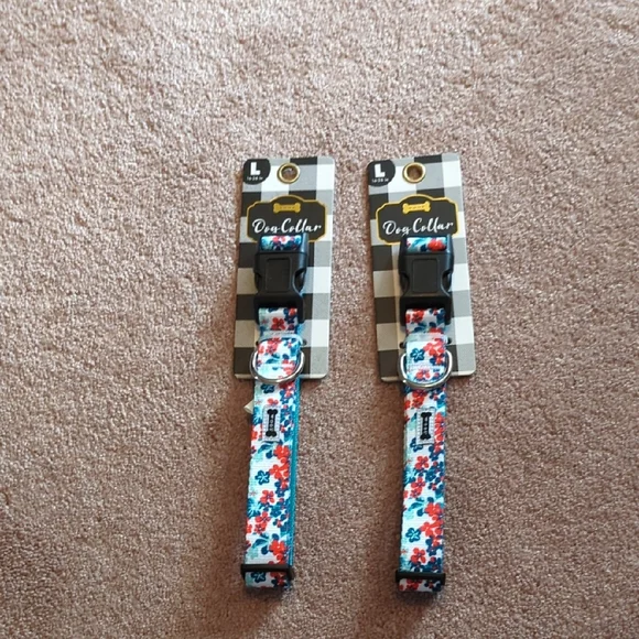 Floral Dog Collar for DOGS - Red& Blue 16-26