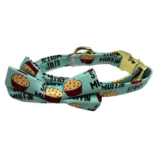 Stud Muffin Dog Bow Tie Dog Collar Accessory Detachable Bowtie Adjustable Small