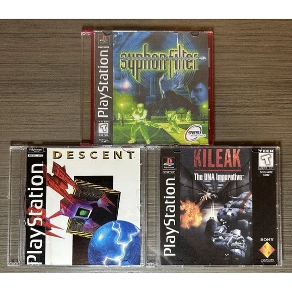 PS1 Disc Only Games Lot - Descent, Syphon Filter, Kileak The DNA Imperative