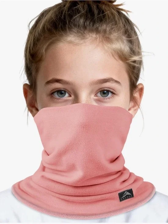 Kids Neck Gaiter - Pink Fleece Face Cover