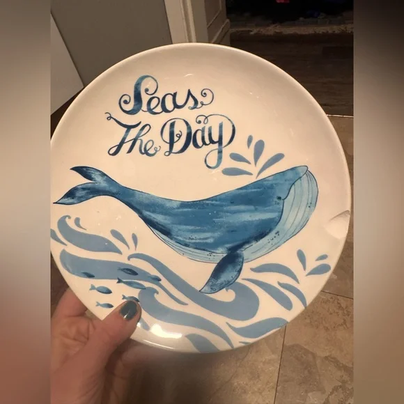 Pier 1 Blue and White Whale Plate