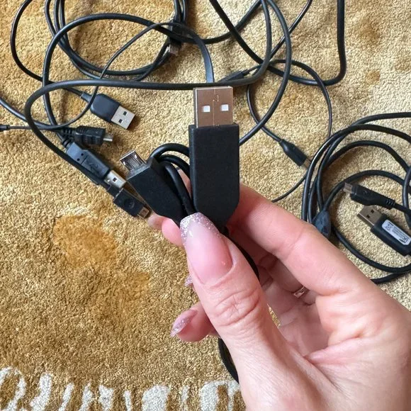 Micro USB to USB: 10+ cables never used. Feel free to buy however many you need!