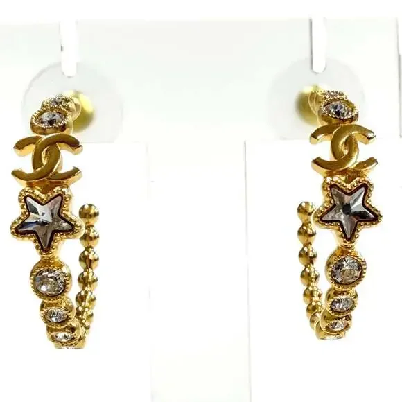 Chanel Cc Logo Hoop Star Earrings Metal #261341C11B