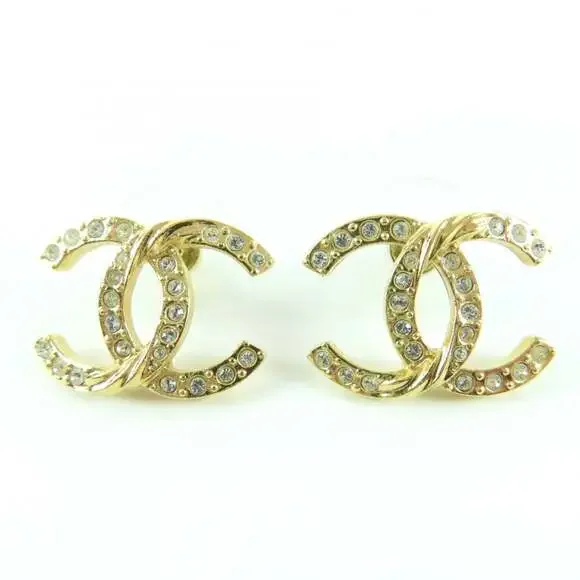 Chanel Cc Logo Earrings Metal Gold-Tone #250121C95B