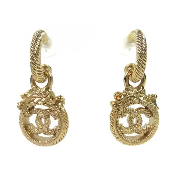 Chanel Cc Logo Earrings Metal Gold-Tone #250072C10B