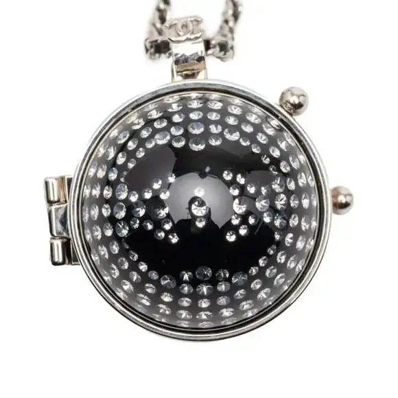 Chanel Cc Logo Pendant Necklace Silver- #249964C17B