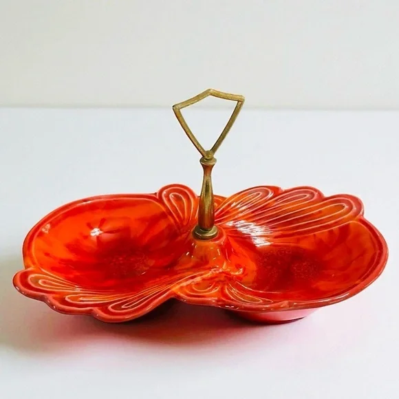 California USA 2014 Authentic VTG MCM Ceramic Display Candy Dish with Handle