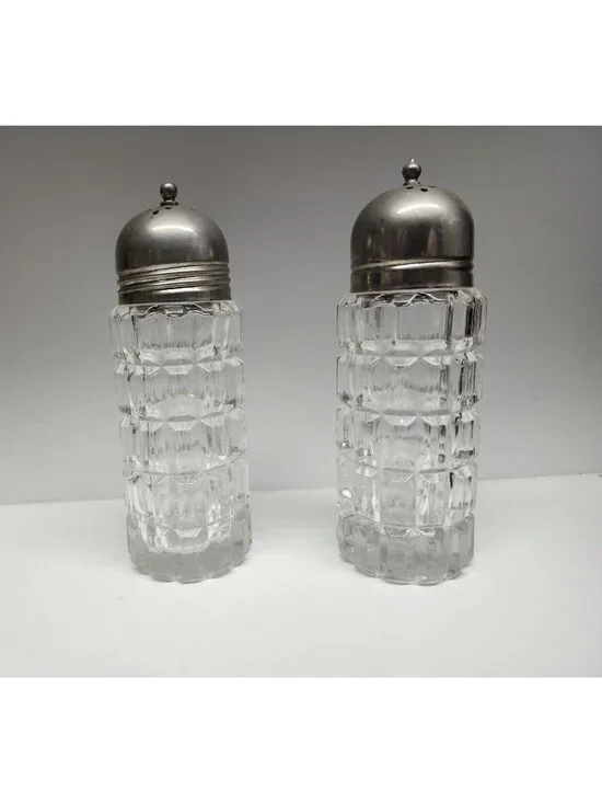 Tall Crystal Salt & Pepper Shakers Vintage 5.25