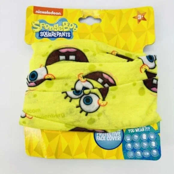 Nickelodeon Sponge Bob Square Pants Face Cover Mask Neck Gaiter Bandana Headband