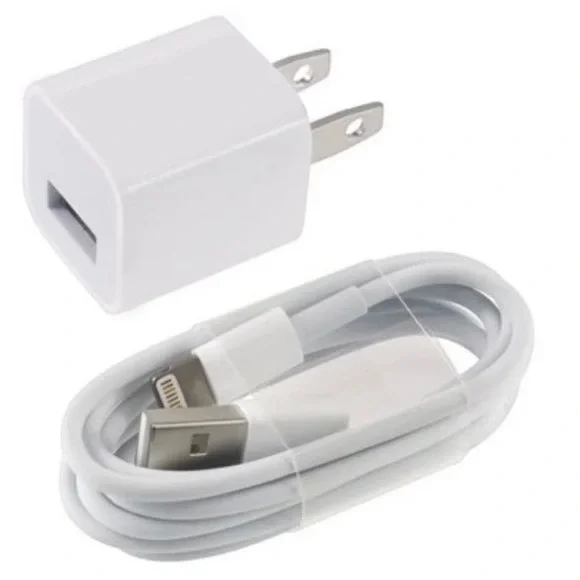 2 Pcs = 1 CHARGER USB CABLE 3F & 1 WALL CUBE iphone 9,10,11,12,13,14 15 pro max