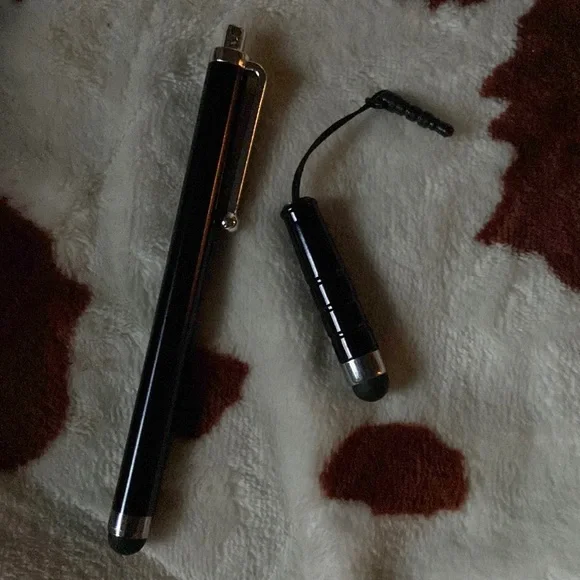 Phone stylists, on has a clip and one has an aux plug in to attach to phone