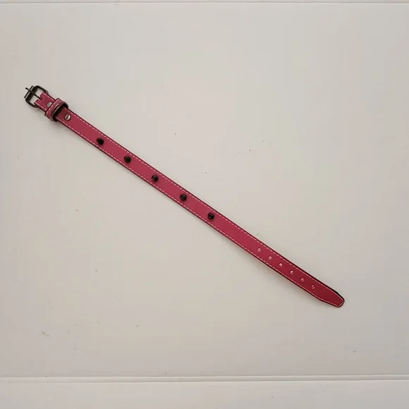 Dog collar Pink Studded faux leather