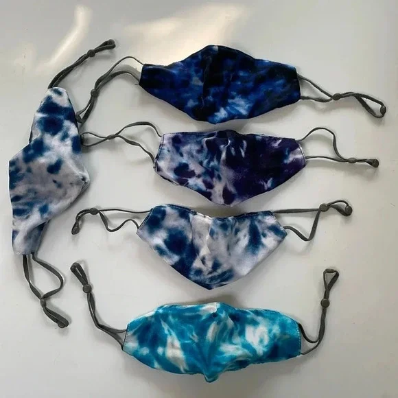 BUNDLE of 5 kids 100% cotton mask with adjustable straps. Tie dye.