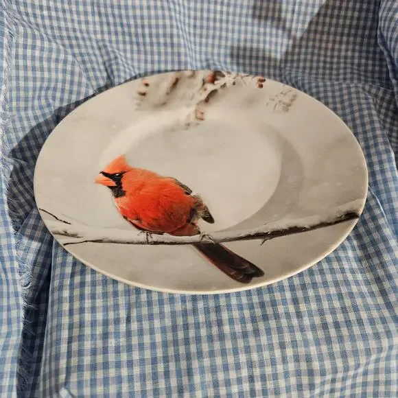 Pier 1 Winter Forest Cardinal Salad Plate 8.5 inches