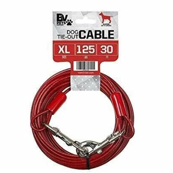BV PETS Tie-Out Cable for Dogs Up to 125 Pounds 30 Feet Red