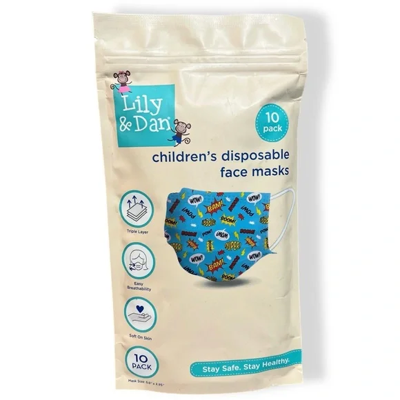 New Lily & Dan Aldi First Shopper 10 Pack Children’s Disposable Kids Face Masks