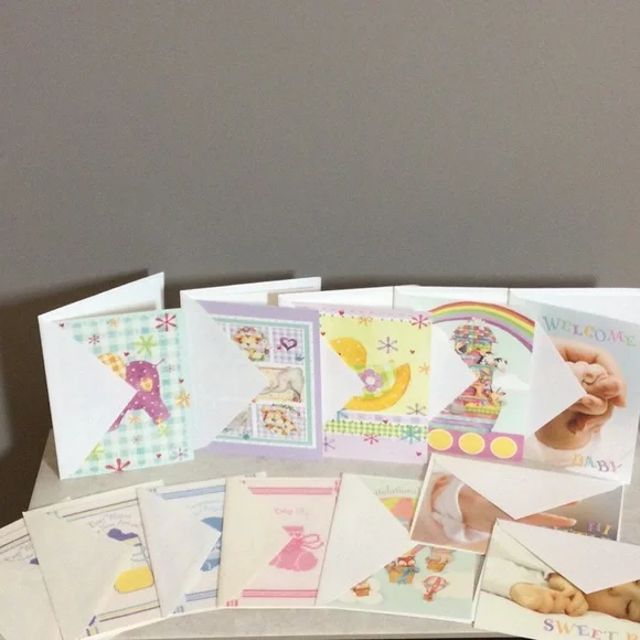 Dozen Colorful Baby Shower Greeting Cards