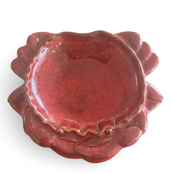 Red Ceramic Crab Shaped Serving Platter
