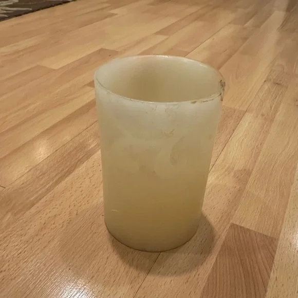 Large white pier one pillar candle