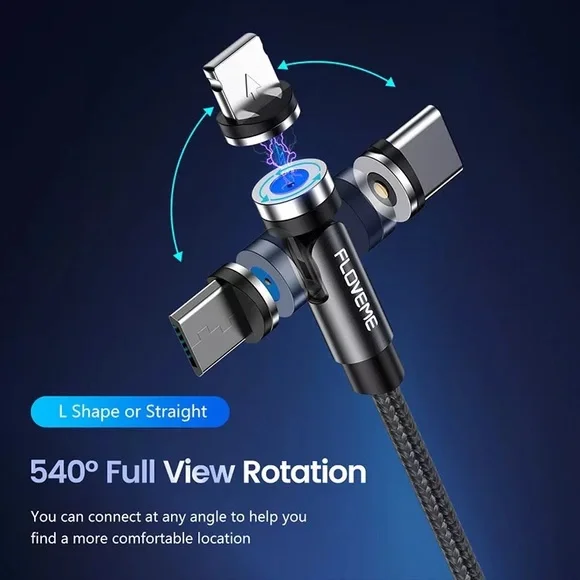 3in1 USB led magnetic charging cable for iPhone and androids