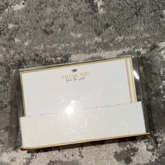 Gold and White Graduation Thank You Cards
