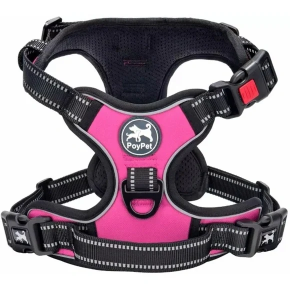 PoyPet No Pull Dog Harness Choke Front Medium Pink